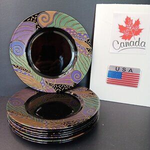 8pcs Vtg Arcoroc Tampico SALAD 7.75in Plates Postmodern French Lightly Used Read